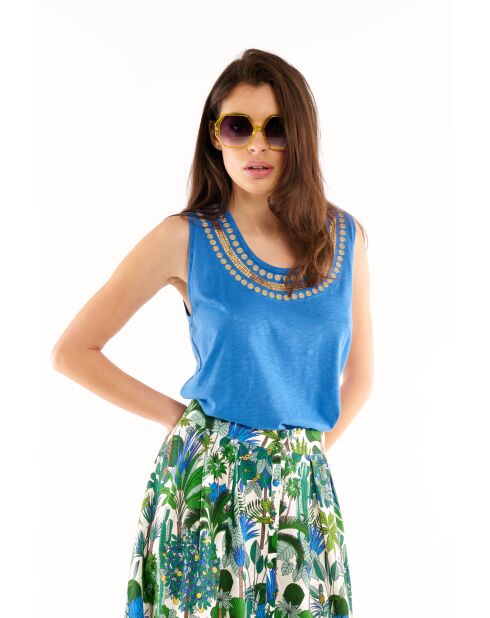 Débardeur avec encolure sequins Alix bleu