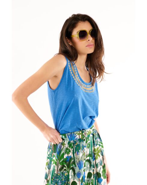 Débardeur avec encolure sequins Alix bleu