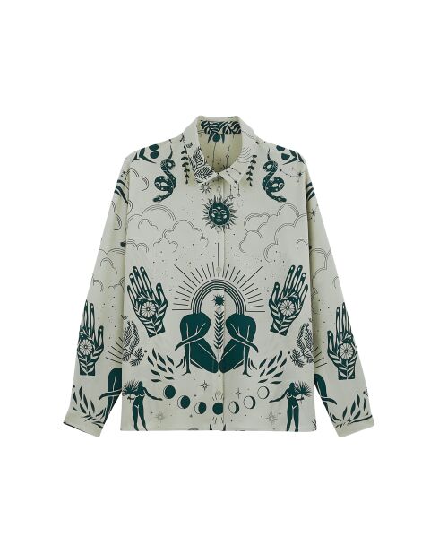 Chemise imprimé thème astral Bonaventure Univers verte
