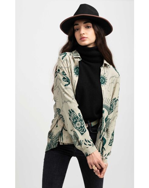 Chemise imprimé thème astral Bonaventure Univers verte