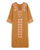 Robe droite fendue à broderies Alberto camel