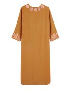 Robe droite fendue à broderies Alberto camel