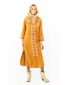 Robe droite fendue à broderies Alberto camel