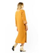 Robe droite fendue à broderies Alberto camel