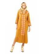 Robe droite fendue à broderies Alberto camel