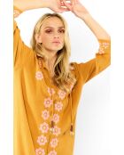 Robe droite fendue à broderies Alberto camel