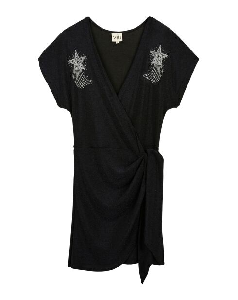 Robe courte cache coeur irisé Libbie noire