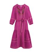 Robe en coton brodée plumes Maita rose