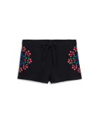 Short courtà broderies Leao noir
