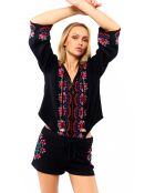 Short courtà broderies Leao noir