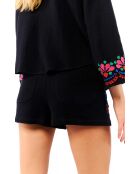 Short courtà broderies Leao noir