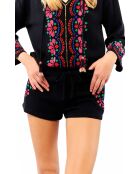Short courtà broderies Leao noir