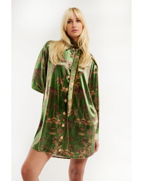 Robe midi manches longues à motifs Jaya kaki