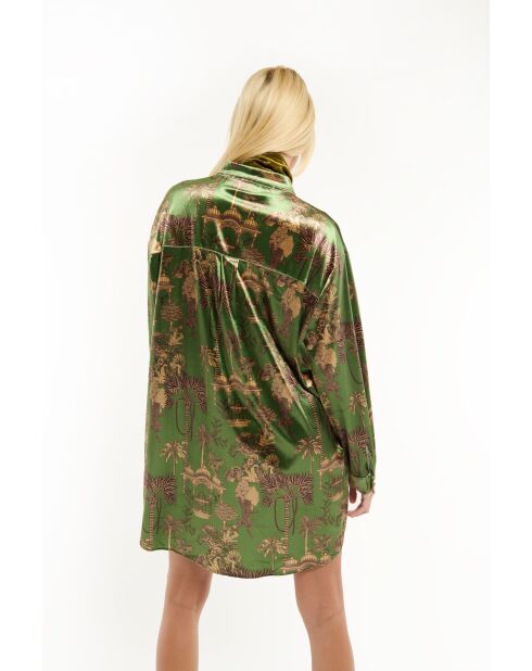 Robe midi manches longues à motifs Jaya kaki