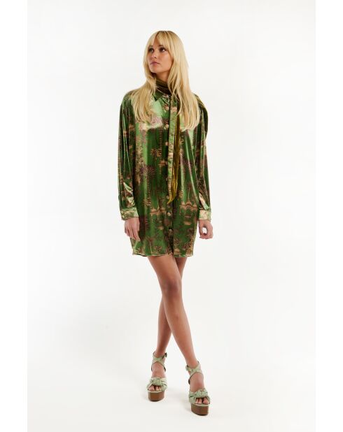 Robe midi manches longues à motifs Jaya kaki