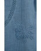 Blouse en coton brodé Teresa bleue