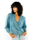 Blouse en coton brodé Teresa bleue