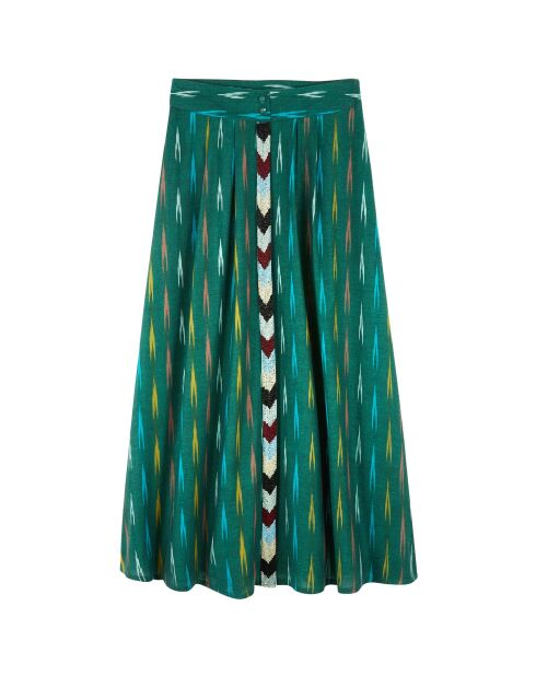 Jupe longue à motifs Abbie verte