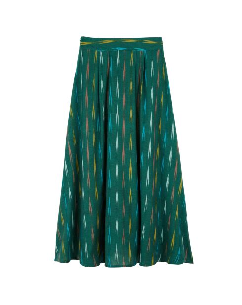 Jupe longue à motifs Abbie verte