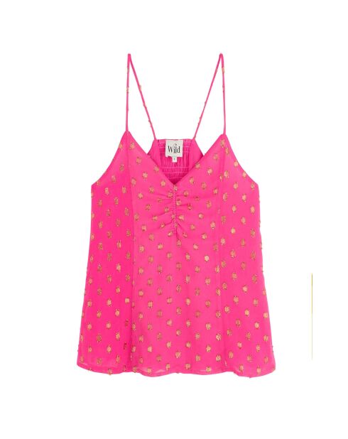 Débardeur tissé avec des fils dorés Azir rose