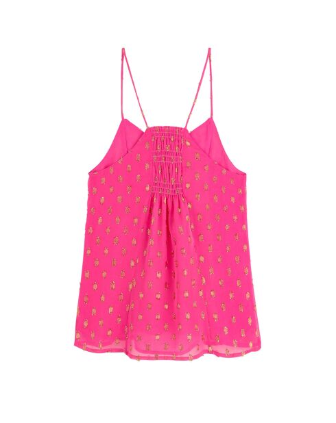 Débardeur tissé avec des fils dorés Azir rose