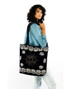 Sac cabas avec broderies Nevado bleu - 42 X 47 X 12 cm