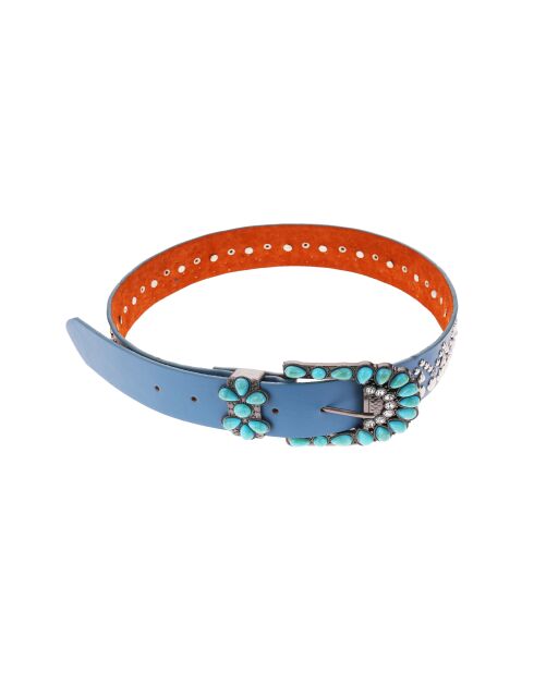 Ceinture unie avec studs et boucle travaillée Lazaro bleue