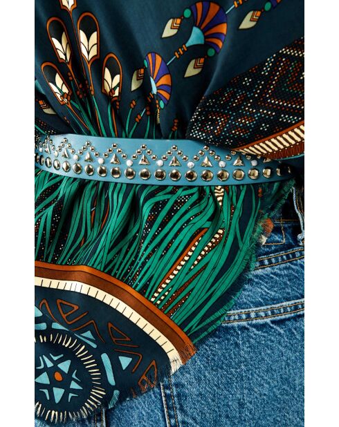 Ceinture unie avec studs et boucle travaillée Lazaro bleue