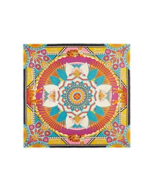 Grand foulard imprimés colorés Tiger Year jaune