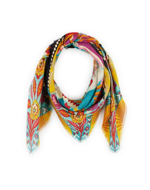 Grand foulard imprimés colorés Tiger Year jaune