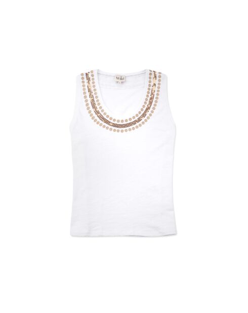 Débardeur avec encolure sequins Alix blanc