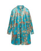 Robe midi manches longues à motifs Jaya bleue