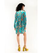 Robe midi manches longues à motifs Jaya bleue