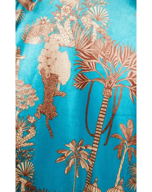 Robe midi manches longues à motifs Jaya bleue