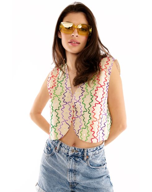 Gilet sans manches brodé Alaia multicolore