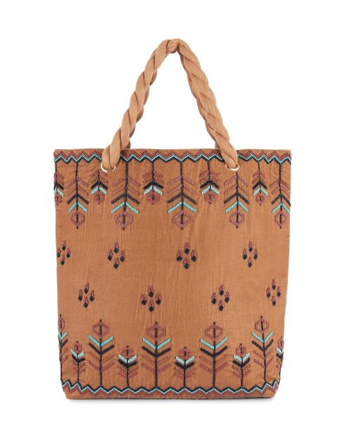Sac cabas avec broderies Iker beige