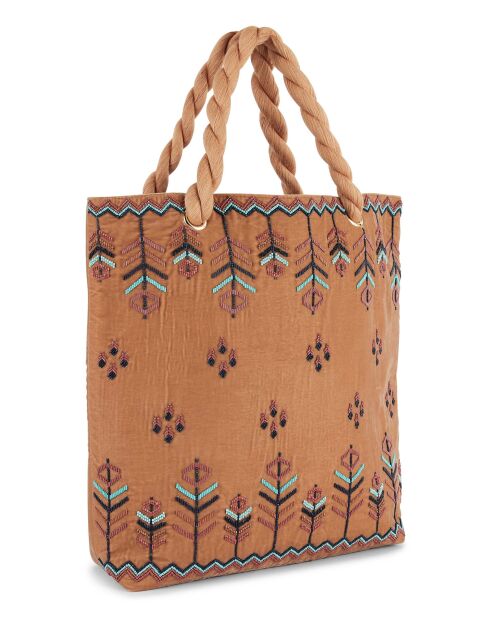 Sac cabas avec broderies Iker beige