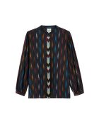 Blouse tissu jacquard et chevrons Mimosa noire