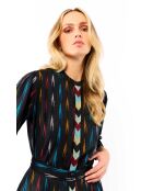 Blouse tissu jacquard et chevrons Mimosa noire