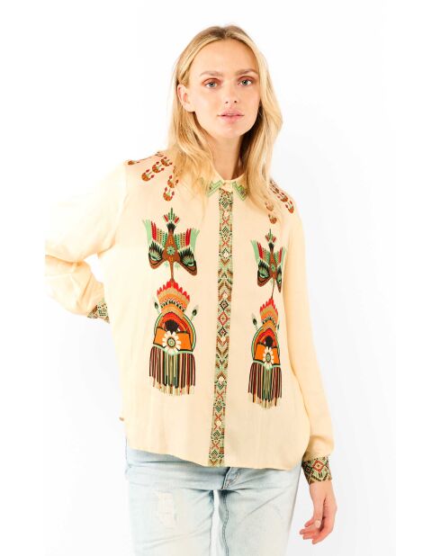 Chemise imprimé indien Bonaventure Nouveau Western beige