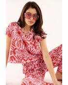 T-shirt imprimé et brodé de coquillage Amandine rose