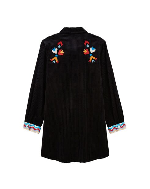 Robe en velours côtelé courte manches longues Madi noire