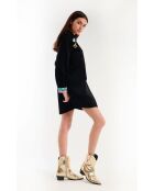 Robe en velours côtelé courte manches longues Madi noire