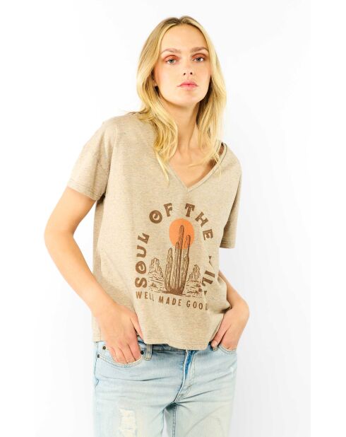 T-shirt manches courtes imprimé Lagos ocre