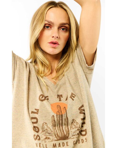 T-shirt manches courtes imprimé Lagos ocre