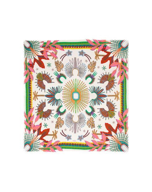 Grand foulard motifs ethniques Wakiza beige