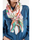 Grand foulard motifs ethniques Wakiza beige
