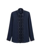 Chemise en gaze de coton et broderies Mala bleue