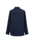 Chemise en gaze de coton et broderies Mala bleue