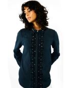 Chemise en gaze de coton et broderies Mala bleue